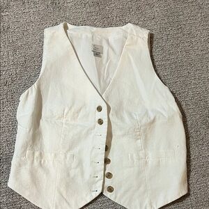 a new day Cream Sleeveless Button Vest